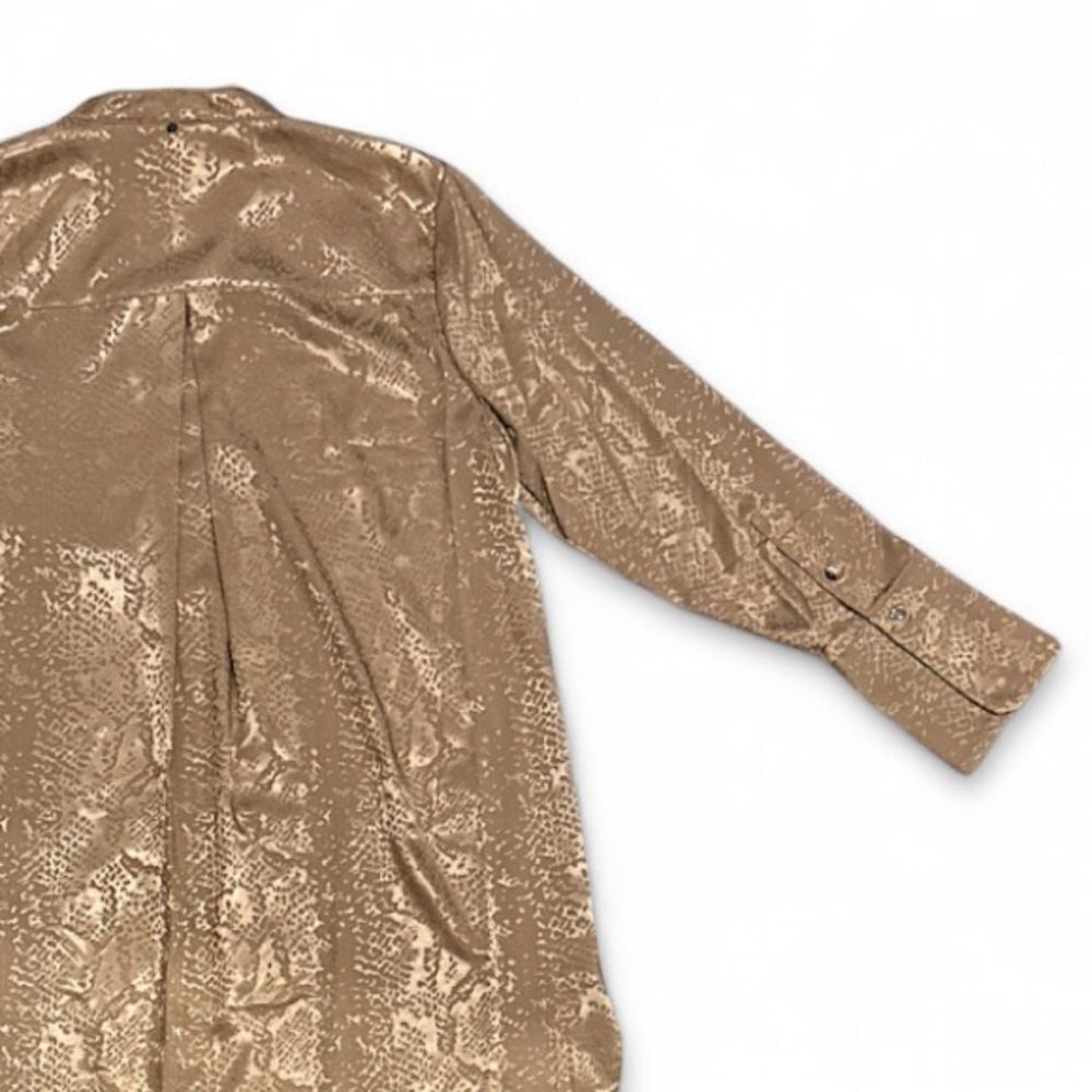 Adrienne Landau Onyx Satin Tunic Convertible Tunic Top Tan Snake Print - Picture 12 of 17